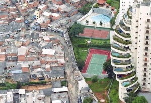 Favels, Brazil. Border between the rich and the poor